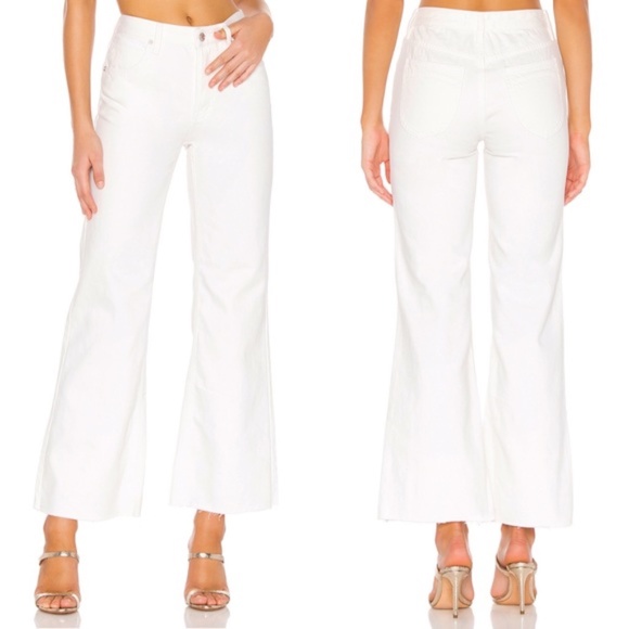 Free People High Rise Straight Flare in White Out - Picture 2 of 5